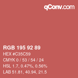 カラーコード: RGB 195 92 89 | qconv.com
