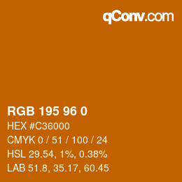 Farbcode: RGB 195 96 0 | qconv.com