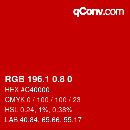 Color code: RGB 196.1 0.8 0 | qconv.com