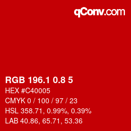 カラーコード: RGB 196.1 0.8 5 | qconv.com