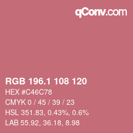 カラーコード: RGB 196.1 108 120 | qconv.com