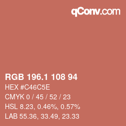 カラーコード: RGB 196.1 108 94 | qconv.com