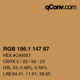 カラーコード: RGB 196.1 147 87 | qconv.com