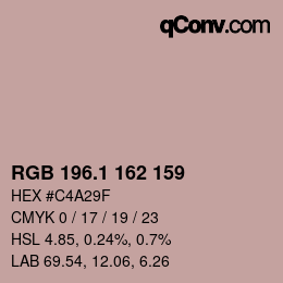 カラーコード: RGB 196.1 162 159 | qconv.com