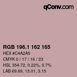 カラーコード: RGB 196.1 162 165 | qconv.com