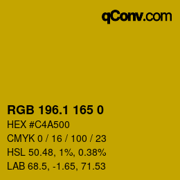 カラーコード: RGB 196.1 165 0 | qconv.com