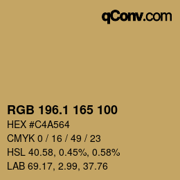 カラーコード: RGB 196.1 165 100 | qconv.com