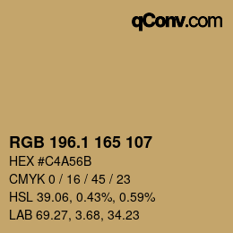カラーコード: RGB 196.1 165 107 | qconv.com