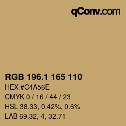 カラーコード: RGB 196.1 165 110 | qconv.com