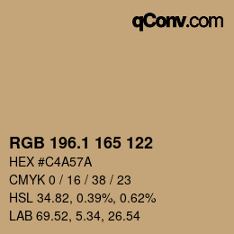 カラーコード: RGB 196.1 165 122 | qconv.com
