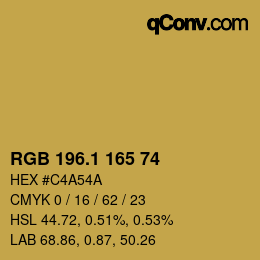 カラーコード: RGB 196.1 165 74 | qconv.com