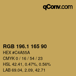 カラーコード: RGB 196.1 165 90 | qconv.com