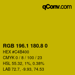 カラーコード: RGB 196.1 180.8 0 | qconv.com