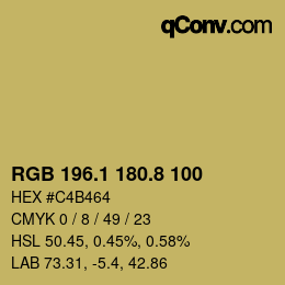 カラーコード: RGB 196.1 180.8 100 | qconv.com