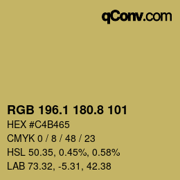カラーコード: RGB 196.1 180.8 101 | qconv.com
