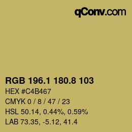 Color code: RGB 196.1 180.8 103 | qconv.com