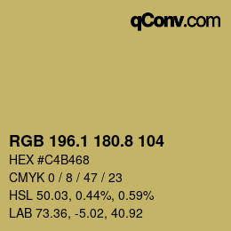Color code: RGB 196.1 180.8 104 | qconv.com