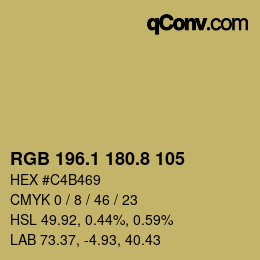 カラーコード: RGB 196.1 180.8 105 | qconv.com