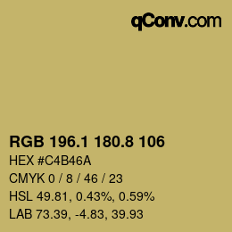カラーコード: RGB 196.1 180.8 106 | qconv.com