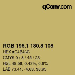Color code: RGB 196.1 180.8 108 | qconv.com