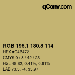 Farbcode: RGB 196.1 180.8 114 | qconv.com