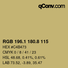 Color code: RGB 196.1 180.8 115 | qconv.com
