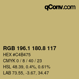 カラーコード: RGB 196.1 180.8 117 | qconv.com