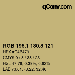 カラーコード: RGB 196.1 180.8 121 | qconv.com
