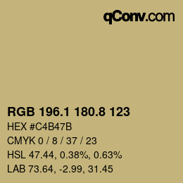 Color code: RGB 196.1 180.8 123 | qconv.com