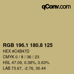 Color code: RGB 196.1 180.8 125 | qconv.com