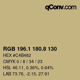 カラーコード: RGB 196.1 180.8 130 | qconv.com