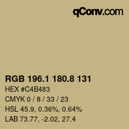 Color code: RGB 196.1 180.8 131 | qconv.com