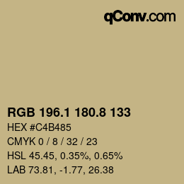 Color code: RGB 196.1 180.8 133 | qconv.com