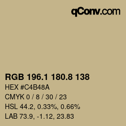 Color code: RGB 196.1 180.8 138 | qconv.com
