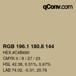 Color code: RGB 196.1 180.8 144 | qconv.com