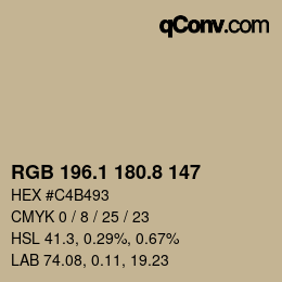 Color code: RGB 196.1 180.8 147 | qconv.com