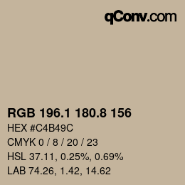 Color code: RGB 196.1 180.8 156 | qconv.com