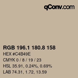 Color code: RGB 196.1 180.8 158 | qconv.com