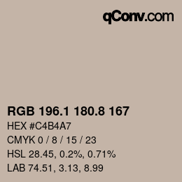 カラーコード: RGB 196.1 180.8 167 | qconv.com