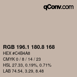 Color code: RGB 196.1 180.8 168 | qconv.com