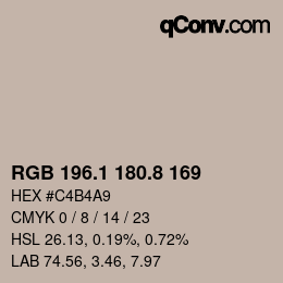 Color code: RGB 196.1 180.8 169 | qconv.com