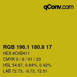 カラーコード: RGB 196.1 180.8 17 | qconv.com