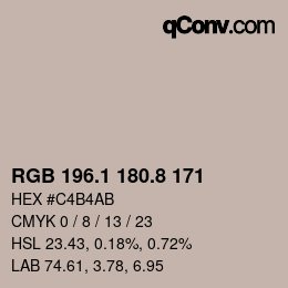 Color code: RGB 196.1 180.8 171 | qconv.com