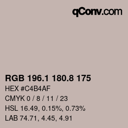 Color code: RGB 196.1 180.8 175 | qconv.com