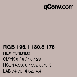 Color code: RGB 196.1 180.8 176 | qconv.com