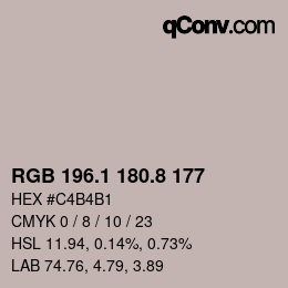 カラーコード: RGB 196.1 180.8 177 | qconv.com