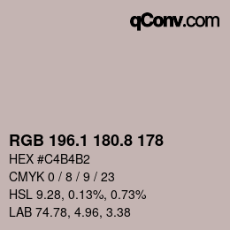 Color code: RGB 196.1 180.8 178 | qconv.com