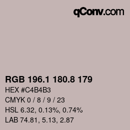 Color code: RGB 196.1 180.8 179 | qconv.com