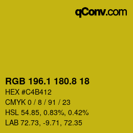 カラーコード: RGB 196.1 180.8 18 | qconv.com
