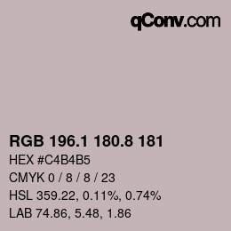 Color code: RGB 196.1 180.8 181 | qconv.com